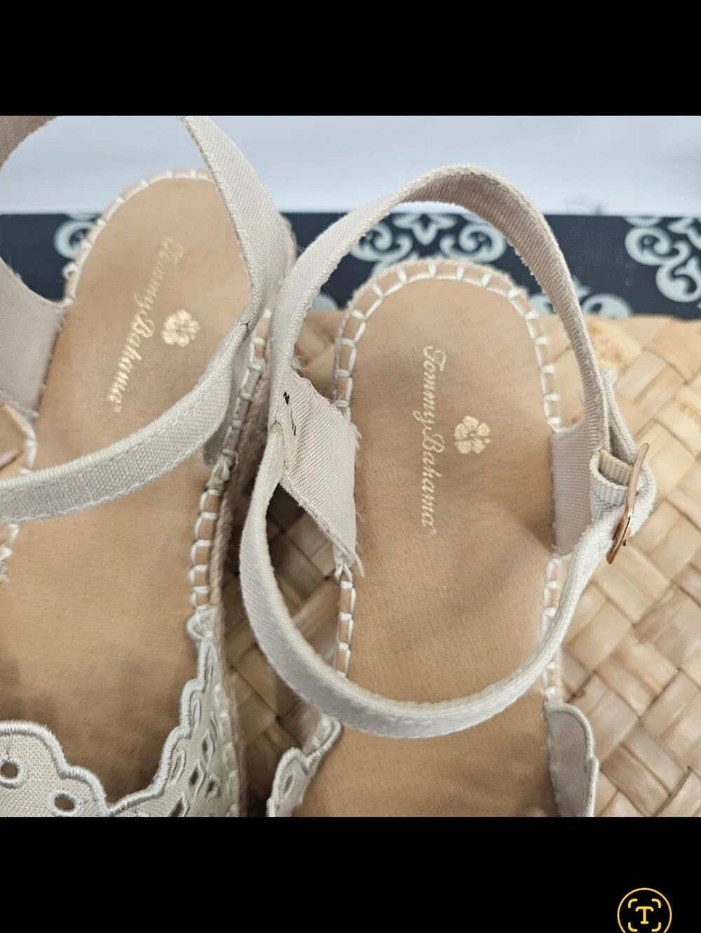 Western Eyelet Espadrille Cream Sandal Size 10